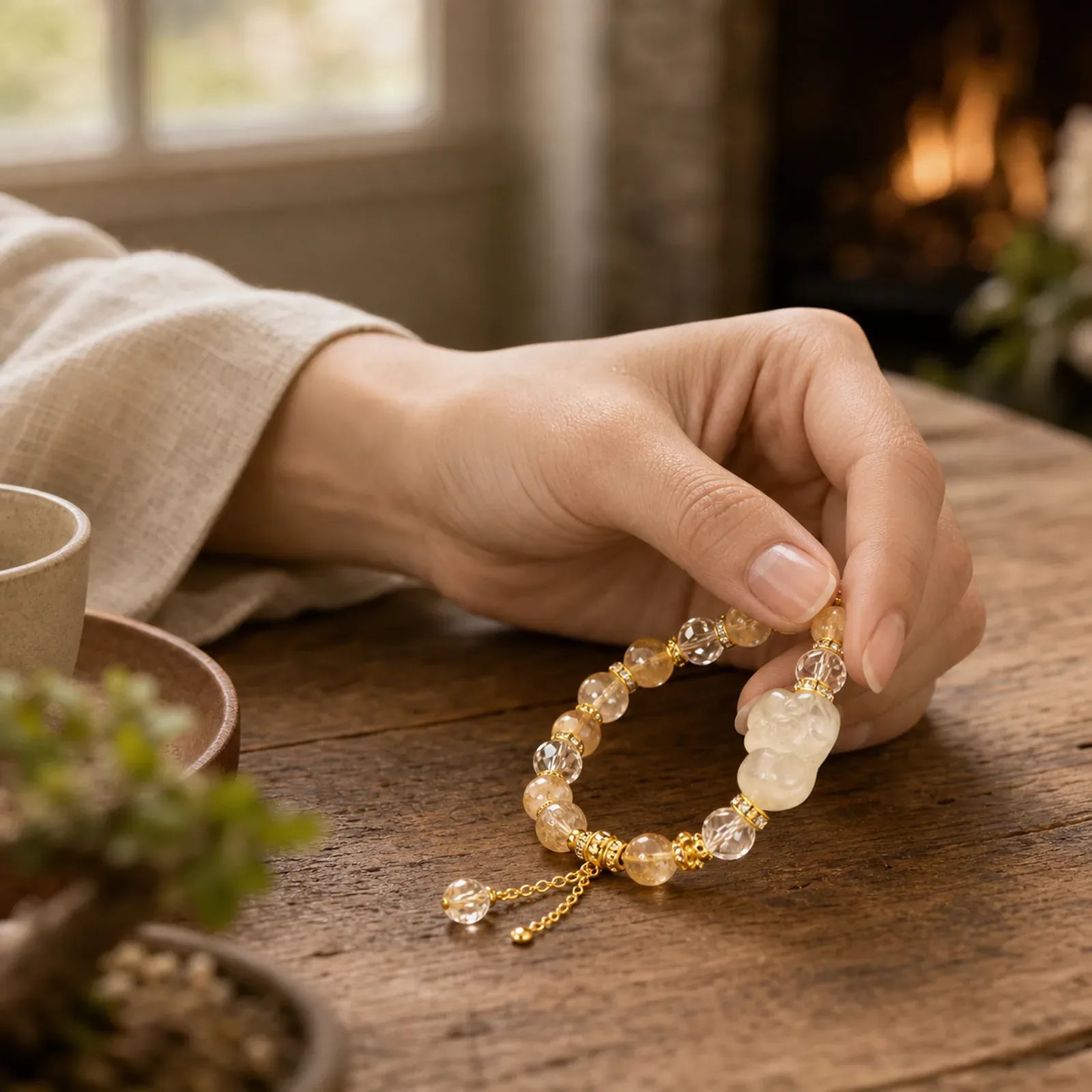 Natural Citrine Pixiu Prosperity Bracelet featuring Citrine, Pixiu