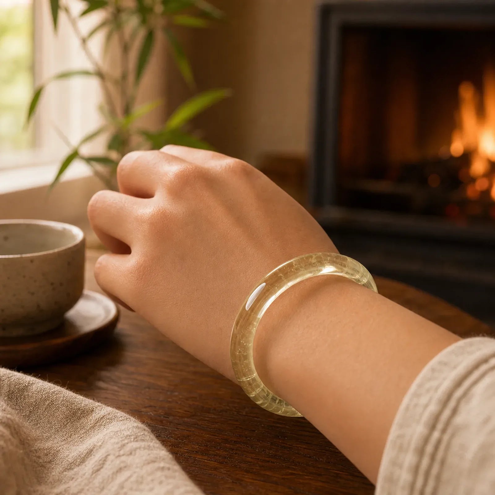 Natural Citrine Quartz Prosperity Cuff Bangle Bracelet featuring Citrine