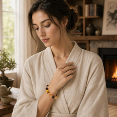 Natural Citrine Smoky Quartz Tiger Eye Duobao Crystal Prosperity Bracelet featuring Citrine, Smoky Quartz, Tiger Eye