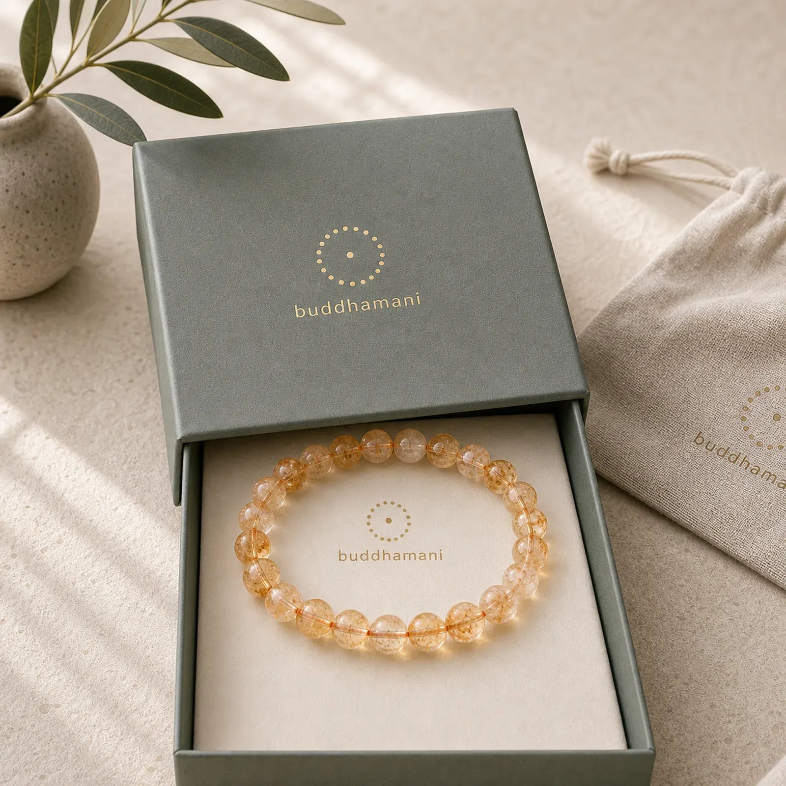 Natural Citrine Snowflake Crystal Prosperity Bracelet featuring Citrine