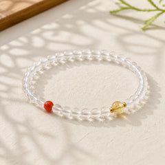 Natural Clear Quartz Clarity Bracelet featuring Clear Quartz / White Crystal, South Red Agate, Red Agate