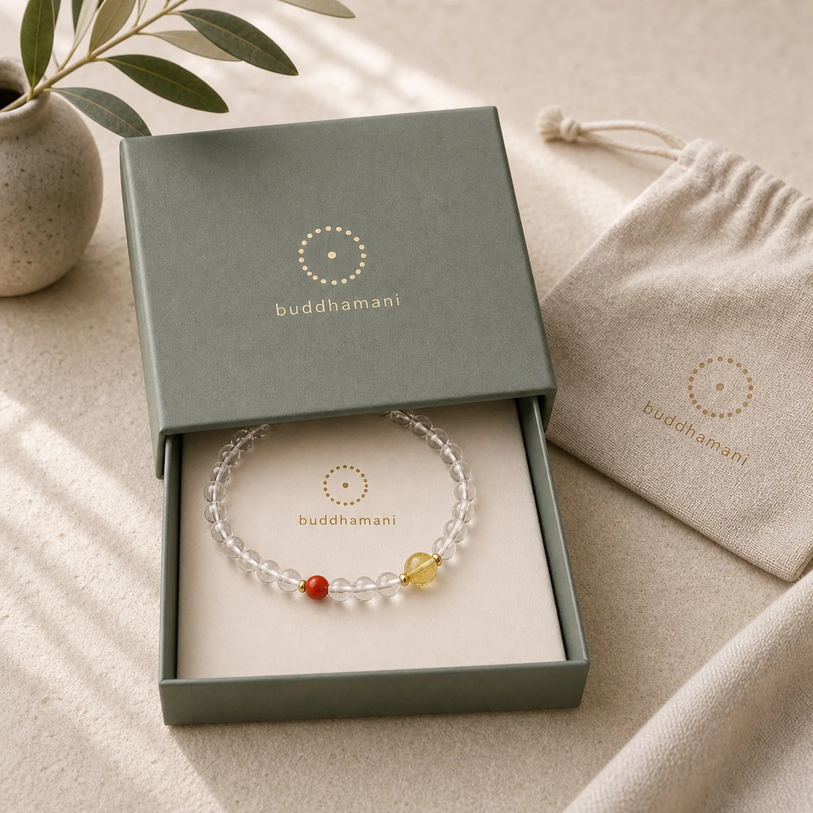 Natural Clear Quartz Clarity Bracelet featuring Clear Quartz / White Crystal, South Red Agate, Red Agate
