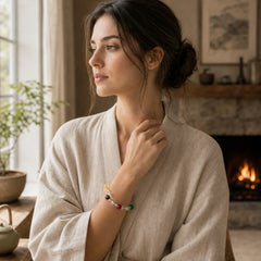 Natural Clear Quartz Five Elements Healing Bracelet featuring Five Elements, Clear Quartz / White Crystal