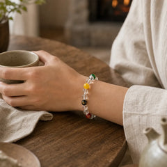 Natural Clear Quartz Five Elements Healing Bracelet featuring Five Elements, Clear Quartz / White Crystal
