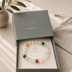 Natural Clear Quartz Five Elements Healing Bracelet featuring Five Elements, Clear Quartz / White Crystal
