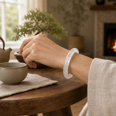 Natural Clear Quartz Healing Bracelet Bangle featuring Clear Quartz / White Crystal, Jade