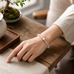 Natural Clear Quartz Pearl Clarity Bracelet featuring Pearl, Clear Quartz / White Crystal