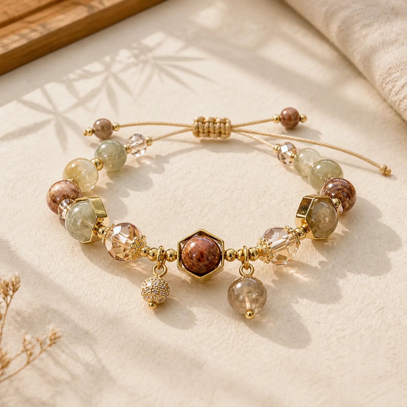 Natural Colored Rutilated Quartz Amethyst Protection Bracelet featuring Rutilated Quartz, Amethyst, Copper