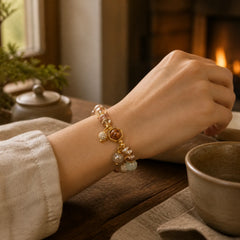 Natural Colored Rutilated Quartz Amethyst Protection Bracelet featuring Rutilated Quartz, Amethyst, Copper