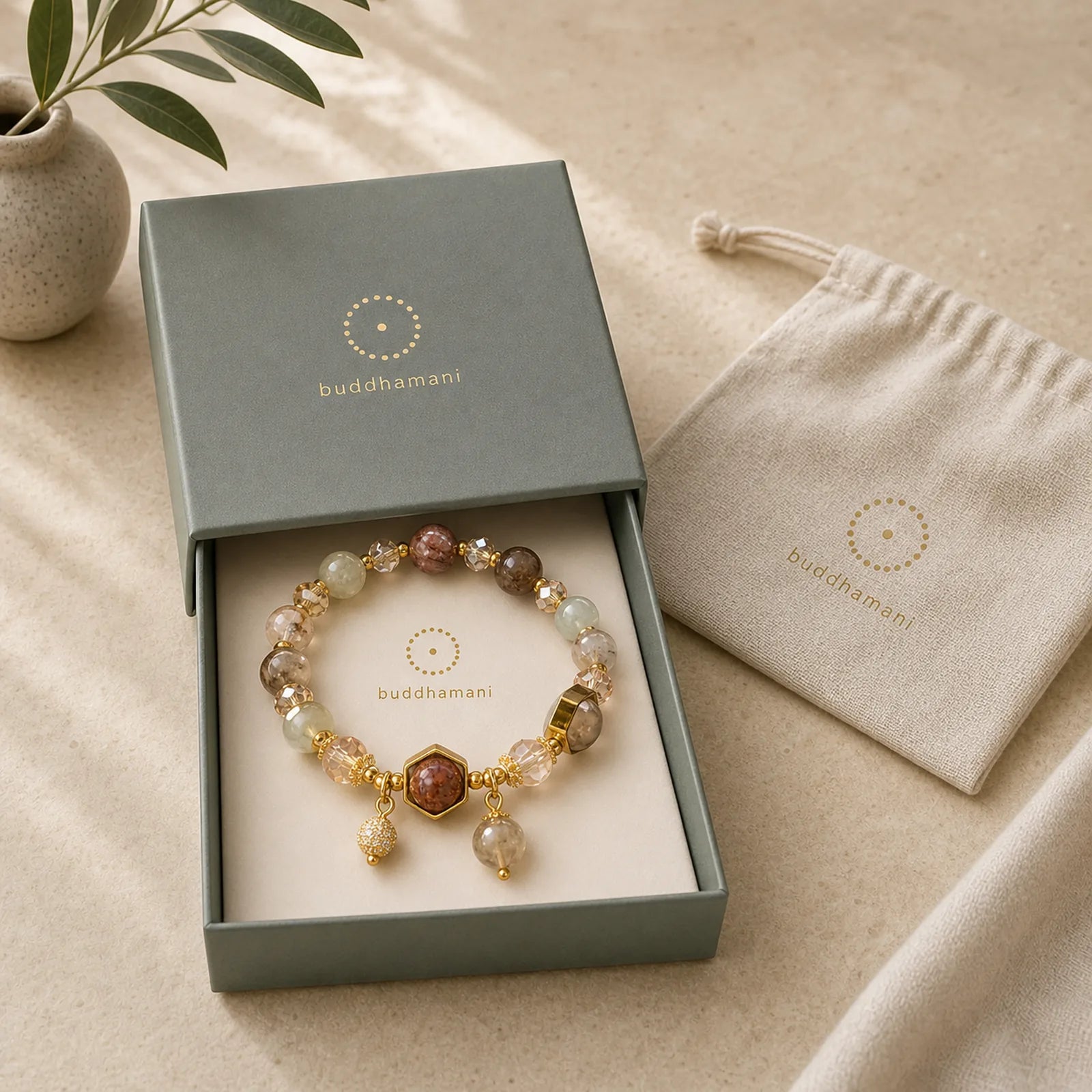 Natural Colored Rutilated Quartz Amethyst Protection Bracelet featuring Rutilated Quartz, Amethyst, Copper