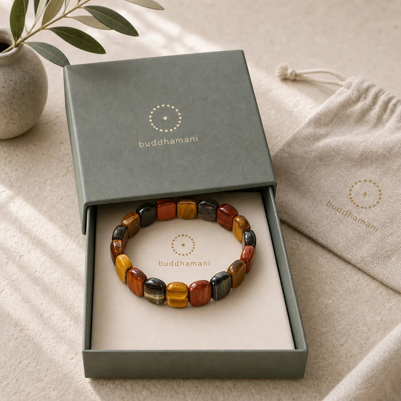 Natural Colored Tiger Eye Oval Beads Strength Bracelet featuring Red Tiger Eye, Tiger Eye, Blue Tiger Eye