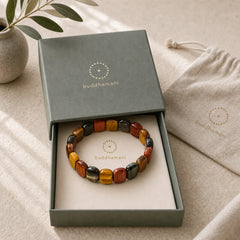 Natural Colored Tiger Eye Oval Beads Strength Bracelet featuring Red Tiger Eye, Tiger Eye, Blue Tiger Eye