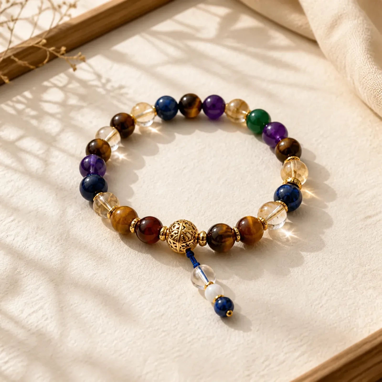 Natural Colored Tiger Eye Stone Weight Balance Bracelet featuring Red Tiger Eye, Tiger Eye, Purple Tiger Eye