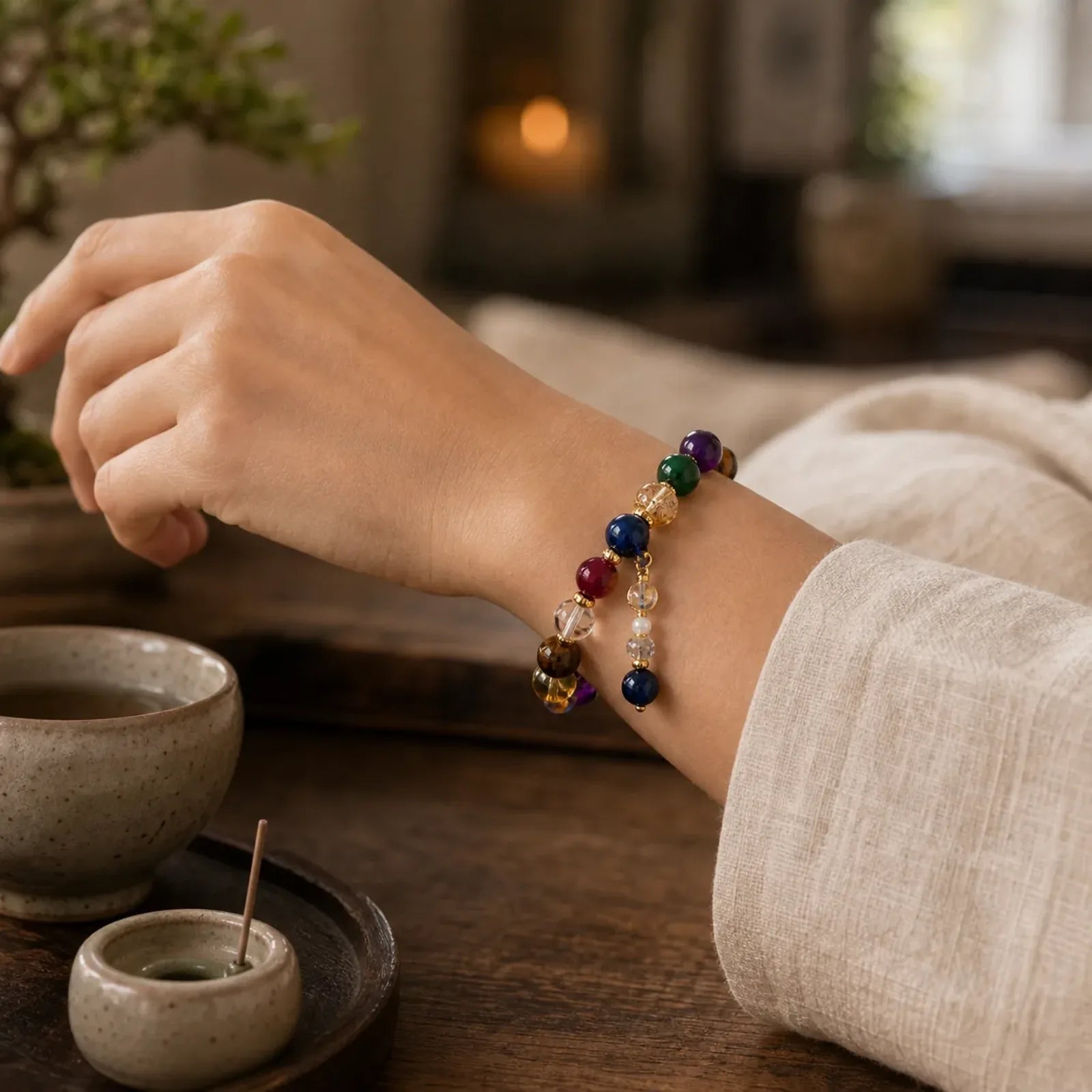 Natural Colored Tiger Eye Stone Weight Balance Bracelet featuring Red Tiger Eye, Tiger Eye, Purple Tiger Eye