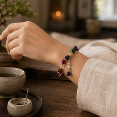 Natural Colored Tiger Eye Stone Weight Balance Bracelet featuring Red Tiger Eye, Tiger Eye, Purple Tiger Eye
