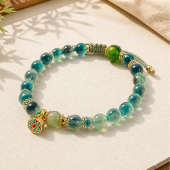 Natural Colorful Candy Agate Golden Lotus Pod Healing Bracelet featuring Candy Agate, Lotus