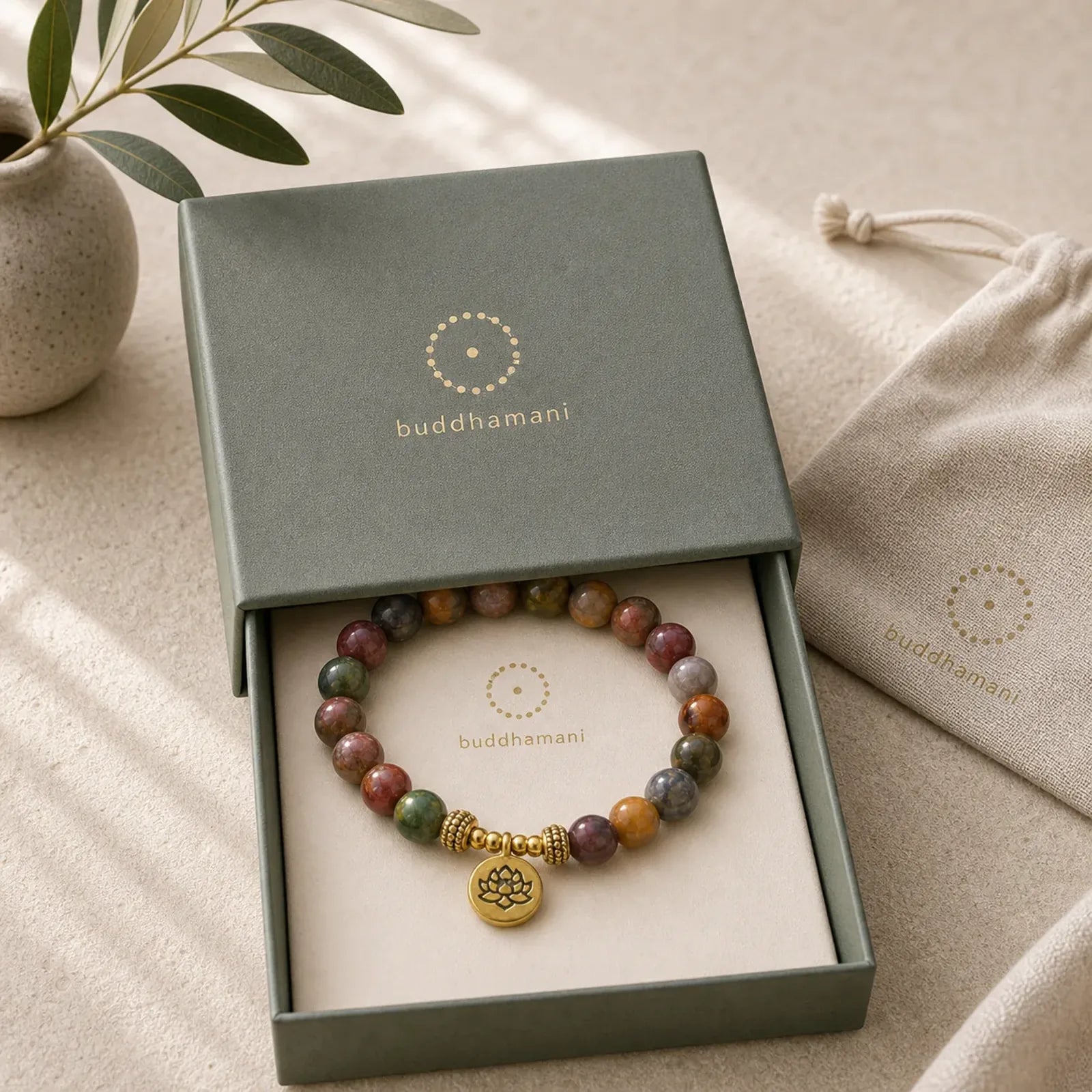 Natural Colorful Emperor Stone Lotus Pattern Anti-stress Bracelet featuring Emperor Stone, Lotus, Lotus Symbol
