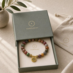 Natural Colorful Emperor Stone Lotus Pattern Anti-stress Bracelet featuring Emperor Stone, Lotus, Lotus Symbol