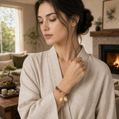 Natural Colorful Tourmaline Flower Bead Love Bracelet featuring Tourmaline