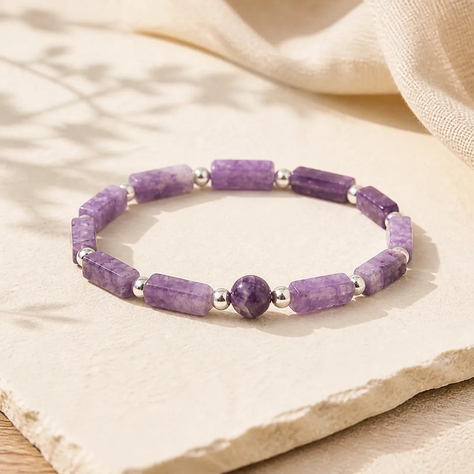 Natural Crystal Amethyst Tiger Eye Spiritual Balance Bracelet featuring Amethyst, Tiger Eye, Zebra Jasper