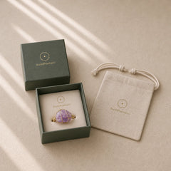 Natural Crystal Gemstone Amethyst Adjustable Ring featuring Amethyst, Fluorite, Clear Quartz / White Crystal