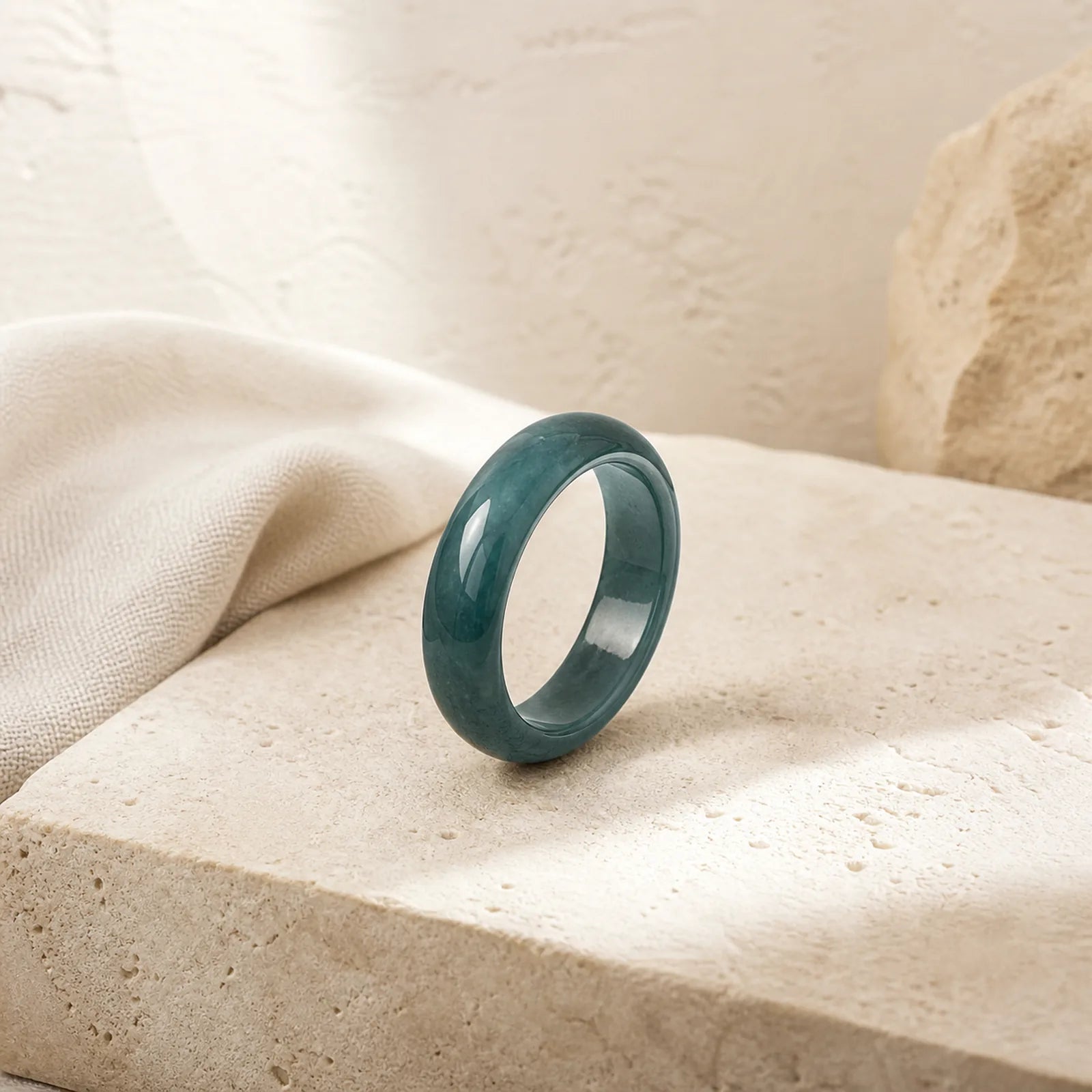 Natural Cyan Jade Healing Ring featuring Cyan Jade, Jade