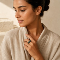 Natural Cyan Jade Healing Ring featuring Cyan Jade, Jade