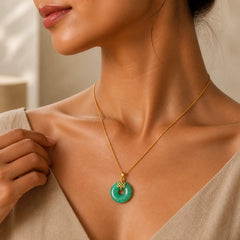 Natural Cyan Jade Peace Buckle Chinese knot Success Necklace Pendant featuring Cyan Jade, Jade, Peace Buckle