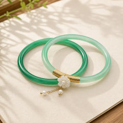 Natural Cyan White Jade Success Bracelet featuring White Jade, Jade, Cyan Jade