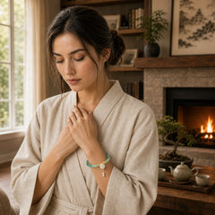 Natural Cyan White Jade Success Bracelet featuring White Jade, Jade, Cyan Jade