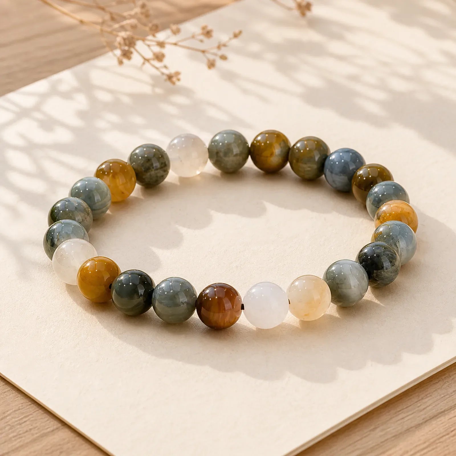Natural Eagle's Eye Stone Confidence Positive Bracelet featuring Eagle's Eye Stone, Tiger Eye