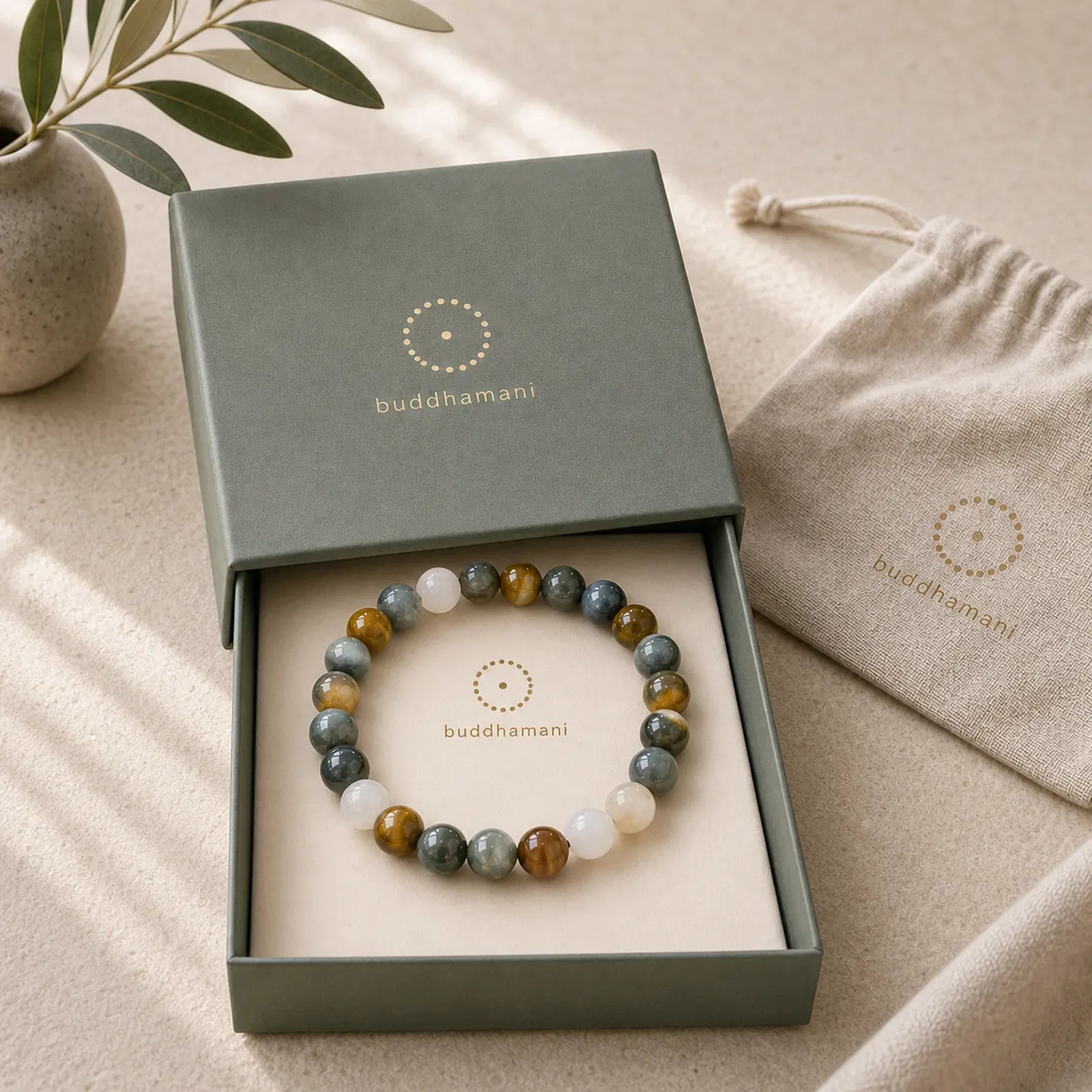 Natural Eagle's Eye Stone Confidence Positive Bracelet featuring Eagle's Eye Stone, Tiger Eye