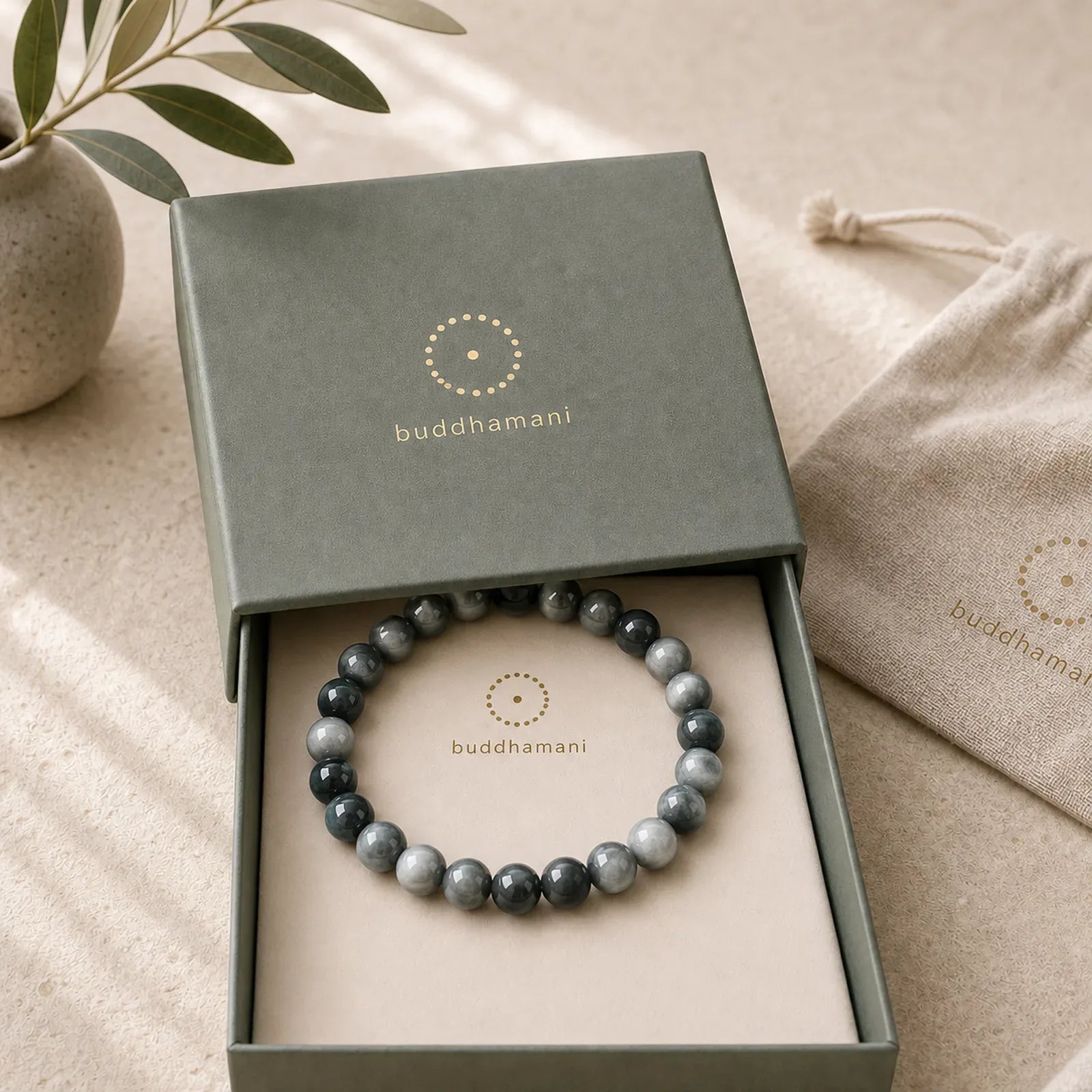 Natural Eagle's Eye Stone Courage Positive Bracelet featuring Eagle's Eye Stone, Tiger Eye