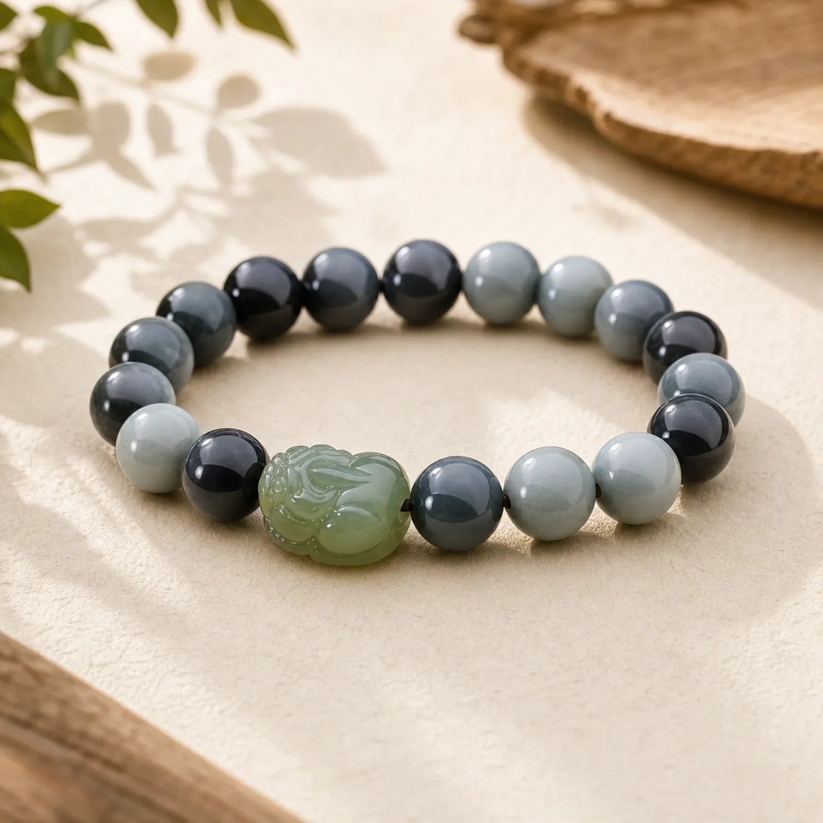 Natural Eagle's Eye Stone Hetian Jade Pixiu Confidence Bracelet featuring Eagle's Eye Stone, Jade, Pixiu