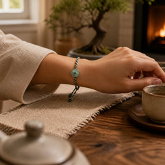 Natural Flower Jade Hand-Woven Prosperity Bracelet featuring Jade
