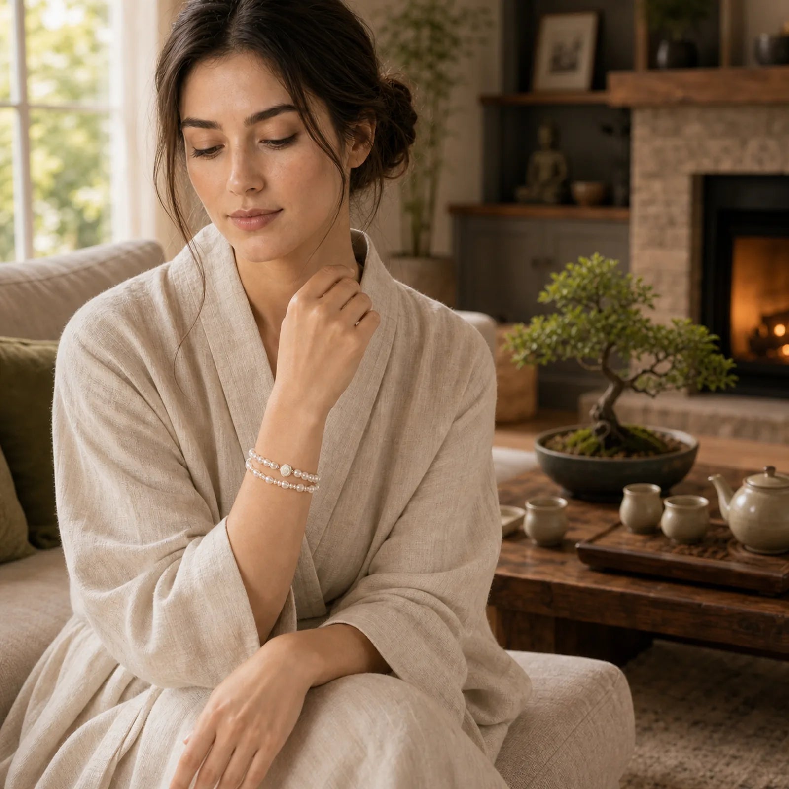 Natural Flower Pearl Sincerity Bead Bracelet featuring Pearl