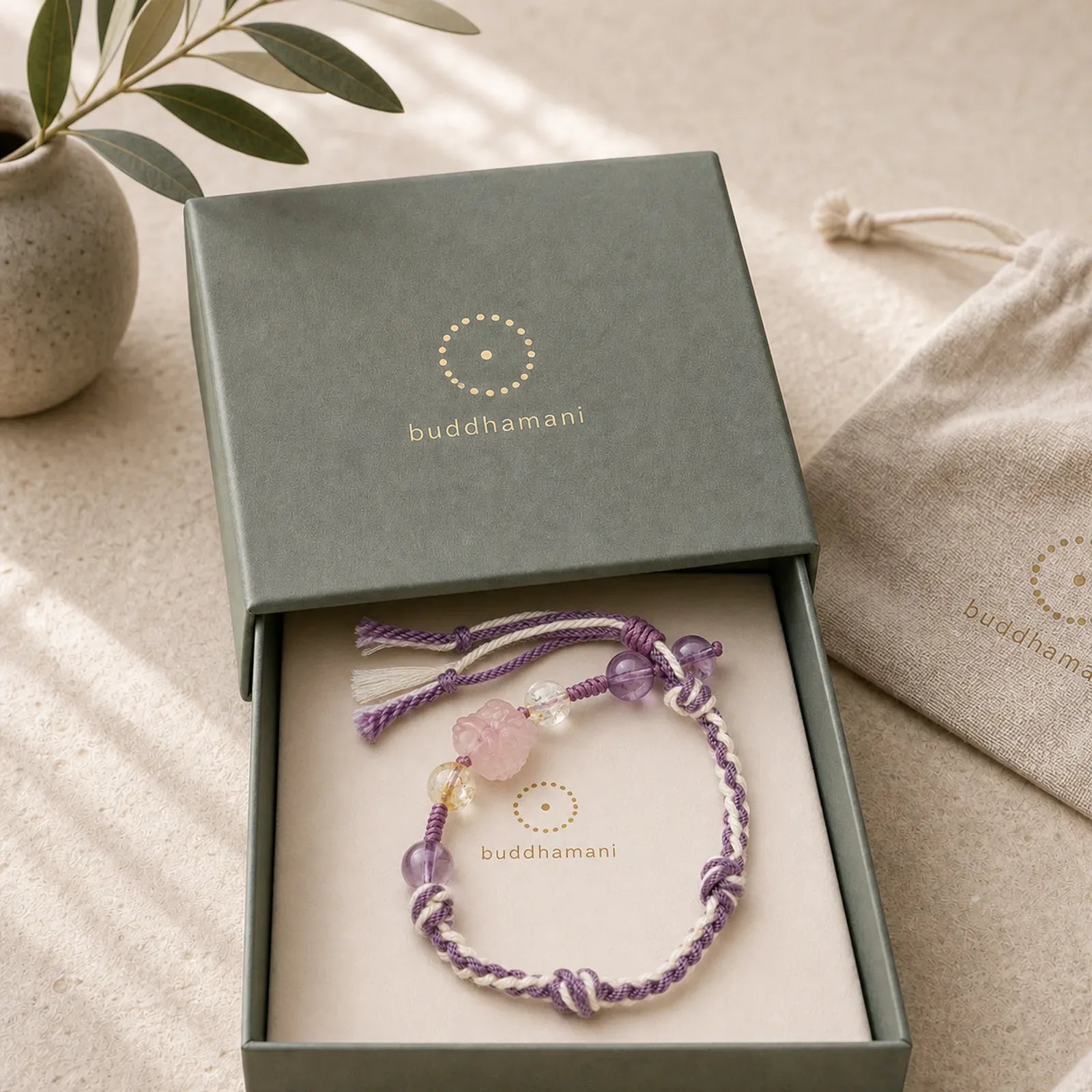 Natural Fluorite Amethyst Silver Sheen Obsidian Tiger's Eye Protection Rope Bracelet featuring Fluorite, Amethyst, Silver