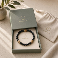 Natural Frosted Black Onyx Picture Jasper Fortune Bracelet featuring Black Onyx, Picture Jasper, Copper