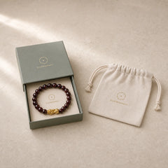 Natural Garnet Beads PiXiu Protection Bracelet featuring Garnet, Pixiu, Copper