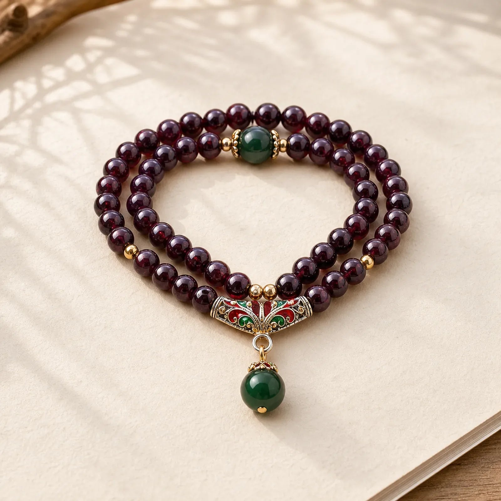 Natural Garnet Blessing Bracelet featuring Garnet