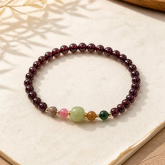 Natural Garnet Hetian Jade Tourmaline Bead Passion Bracelet featuring Garnet, Jade, Tourmaline