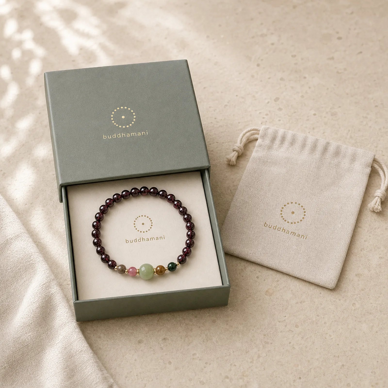 Natural Garnet Hetian Jade Tourmaline Bead Passion Bracelet featuring Garnet, Jade, Tourmaline