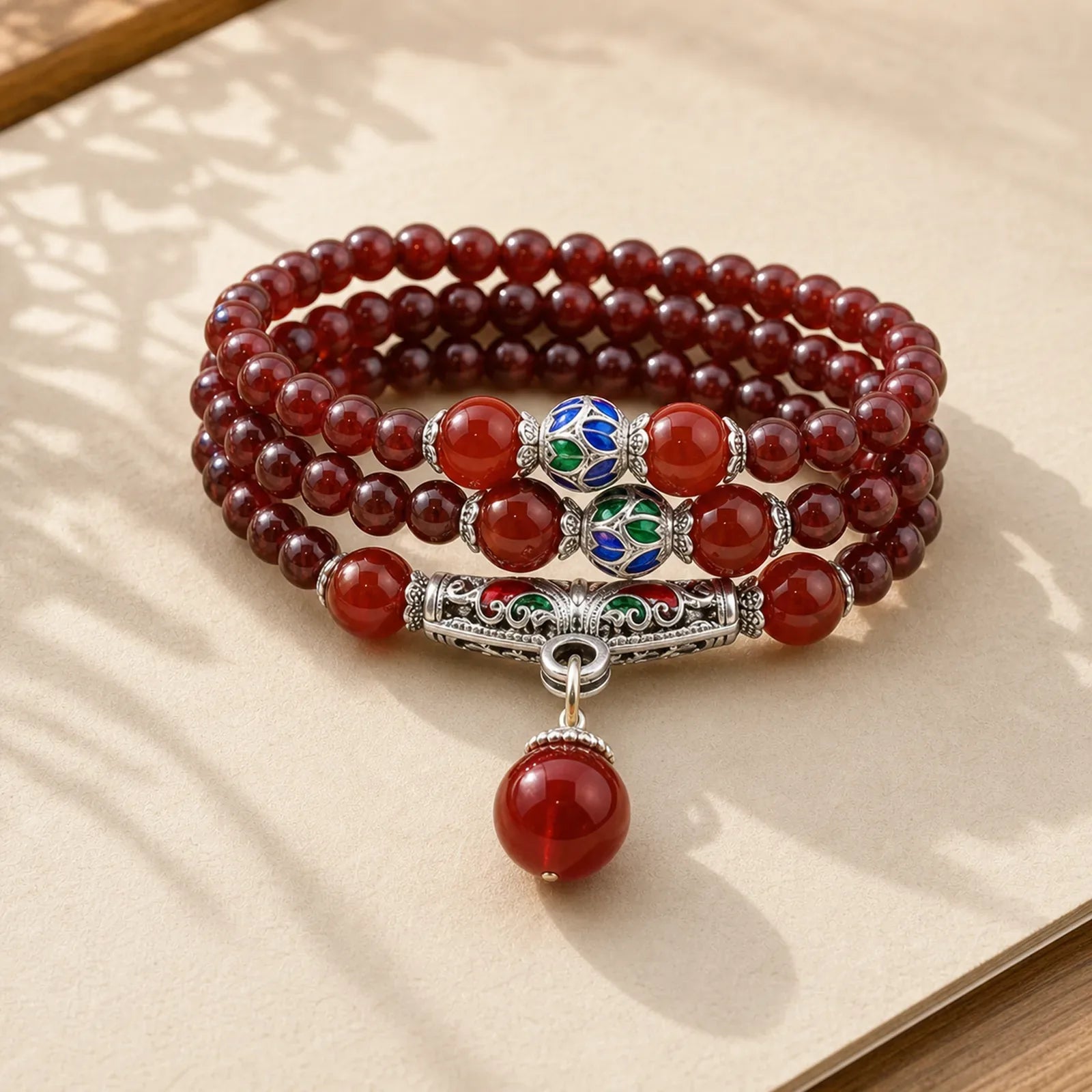 Natural Garnet Red Agate Blessing Healing Bracelet Necklace Pendant featuring Garnet, Red Agate