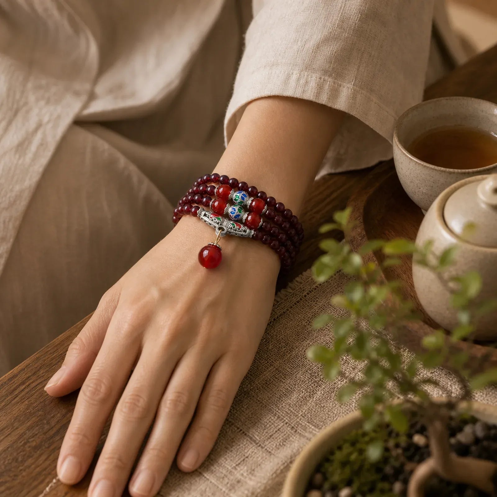 Natural Garnet Red Agate Blessing Healing Bracelet Necklace Pendant featuring Garnet, Red Agate