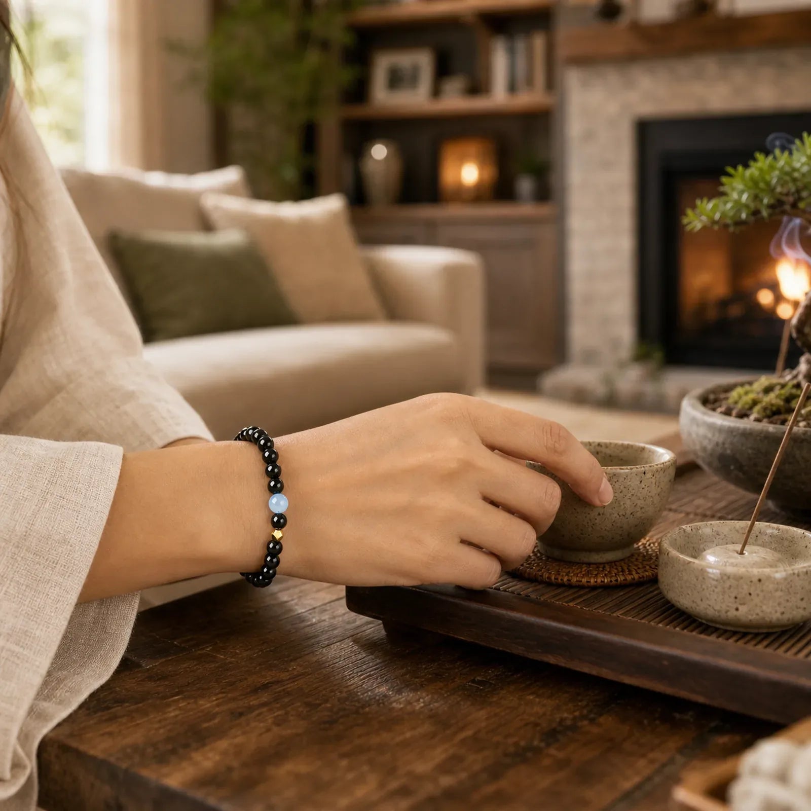 Natural Gold Sheen Obsidian Beads Protection Bracelet featuring Gold Sheen Obsidian, Obsidian