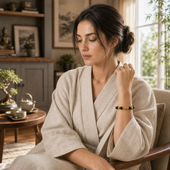Natural Gold Sheen Obsidian PiXiu Om Mani Padme Hum Wealth Bracelet featuring Gold Sheen Obsidian, Obsidian, Pixiu