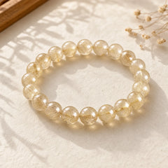 Natural Golden Rutilated Quartz Auspiciousness Protection Bracelet featuring Rutilated Quartz, Citrine