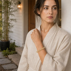 Natural Golden Rutilated Quartz Auspiciousness Protection Bracelet featuring Rutilated Quartz, Citrine