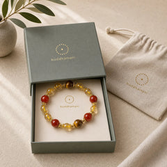 Natural Golden Rutilated Quartz Tiger Eye Beads Wealth Bracelet featuring Rutilated Quartz, Tiger Eye, Red Agate
