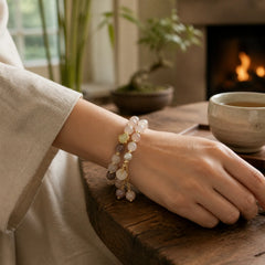 Natural Golden Silk Jade Double Layer Gourd Peace Buckle Luck Bracelet featuring Golden Silk Jade, Peace Buckle, Copper